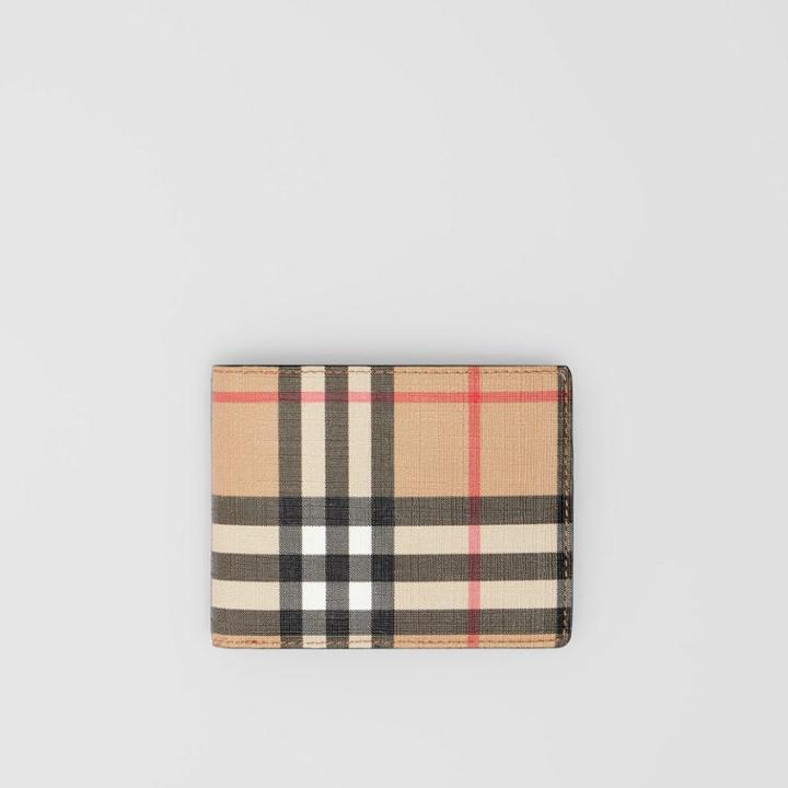 Burberry Burberry Vintage Check E-canvas And Leather Bifold Wallet, Beige