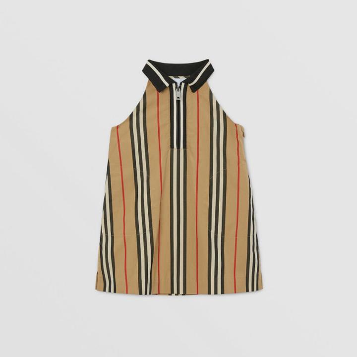 Burberry Burberry Childrens Icon Stripe Cotton Poplin Zip-front Dress, Size: 12m, Beige