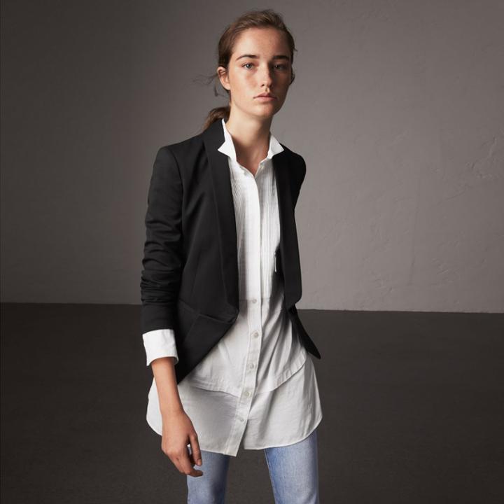 Burberry Burberry Cinched-waist Wool Tailored Jacket, Size: 04, Black