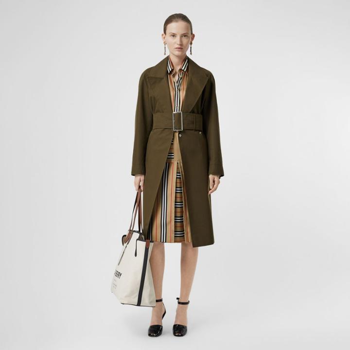 Burberry Burberry Icon Stripe Silk Shirt, Size: 08, Beige