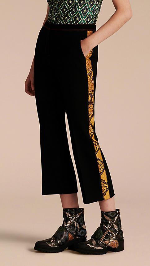 Burberry Python Print Trim Cropped Tailored Trousers
