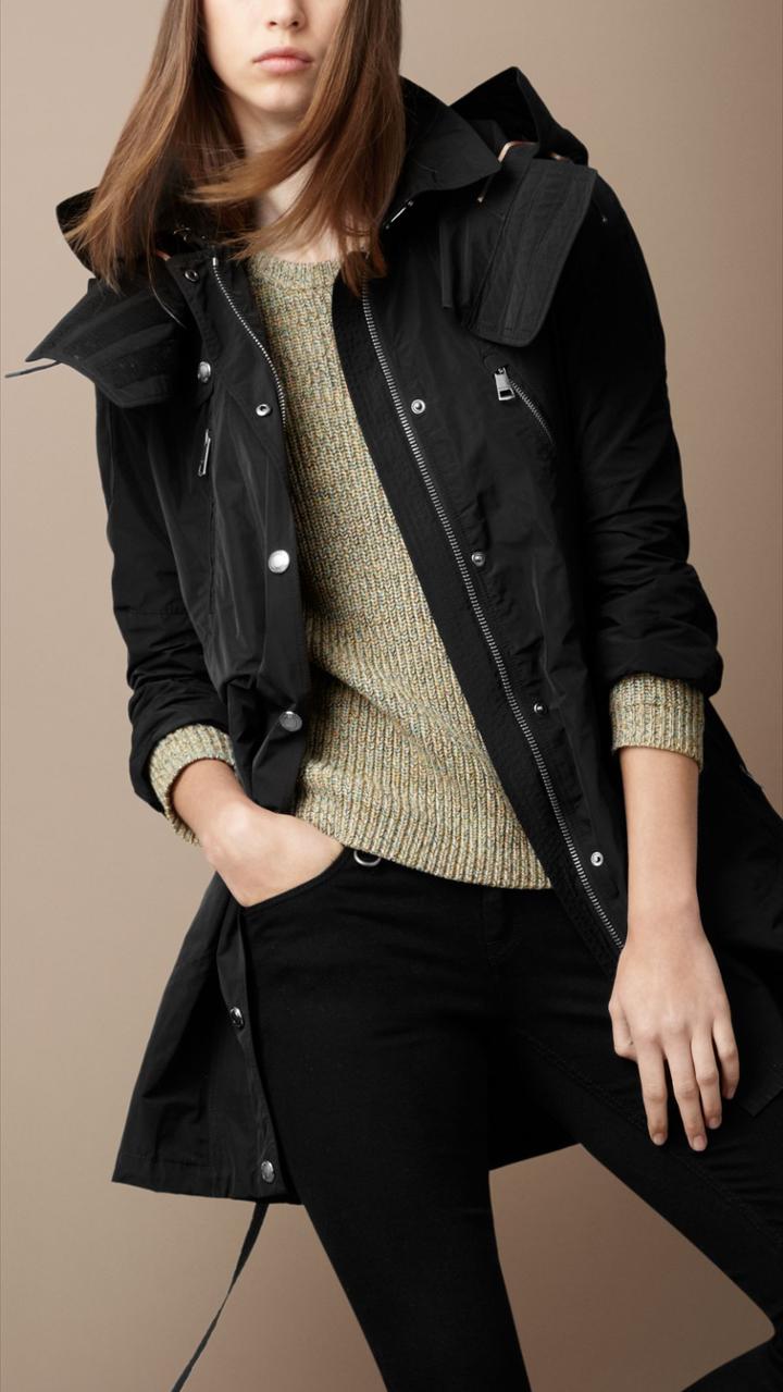 Burberry Burberry Hooded Raincoat, Size: 6, Black