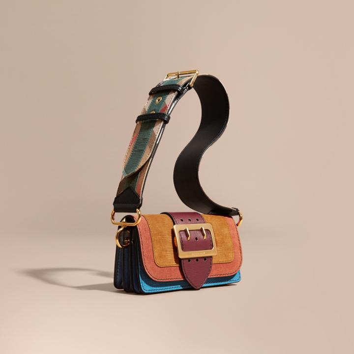 Burberry Burberry The Small Buckle Bag In Textured Leather, Brown