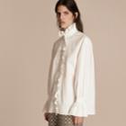 Burberry Burberry Cotton Shirt With Ruffles, Size: 40, White