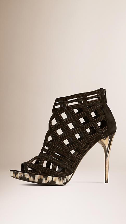 Burberry Cut-out Suede Ankle Boots