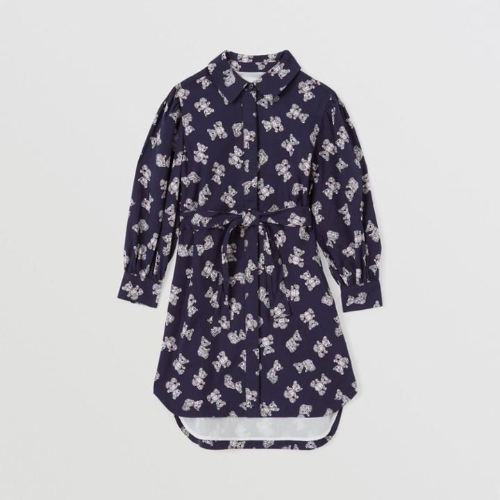 Burberry Burberry Childrens Thomas Bear Print Stretch Cotton Shirt Dress, Size: 10y