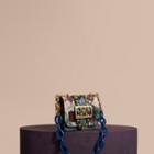 Burberry The Mini Square Buckle Bag In Riveted Snakeskin And Floral Print