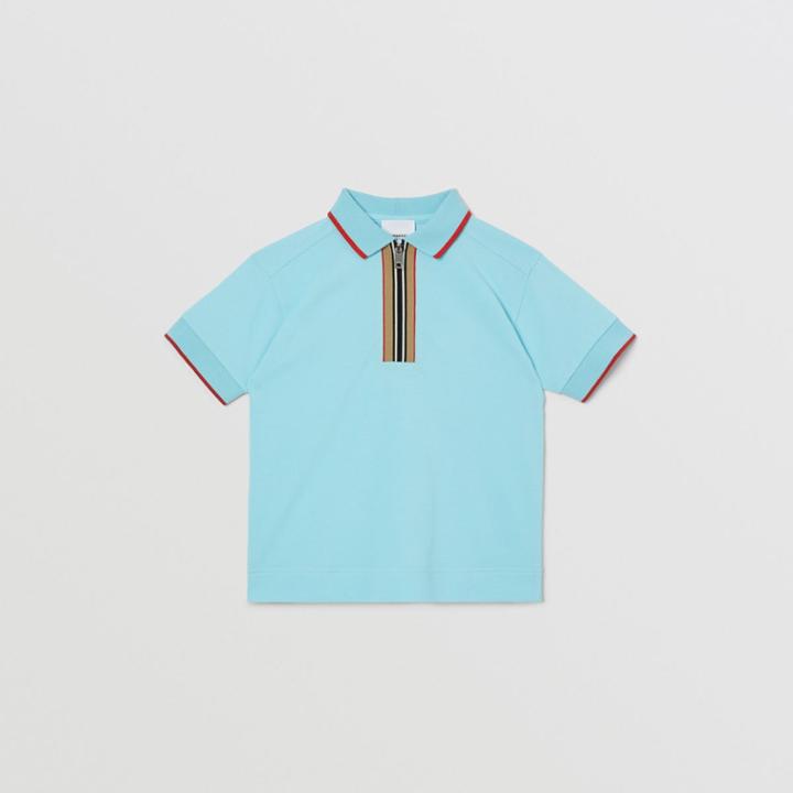 Burberry Burberry Childrens Icon Stripe Detail Cotton Zip-front Polo Shirt, Size: 14y, Blue