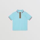 Burberry Burberry Childrens Icon Stripe Detail Cotton Zip-front Polo Shirt, Size: 14y, Blue