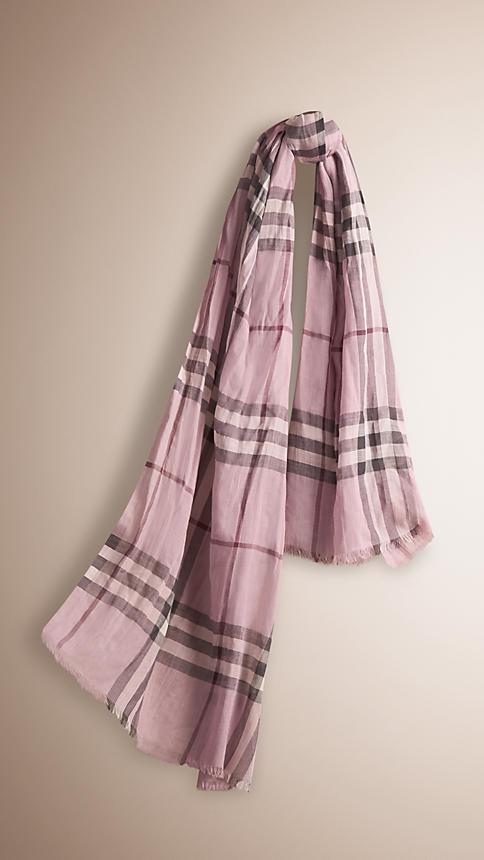 Burberry Lightweight Check Wool And Silk Scarf