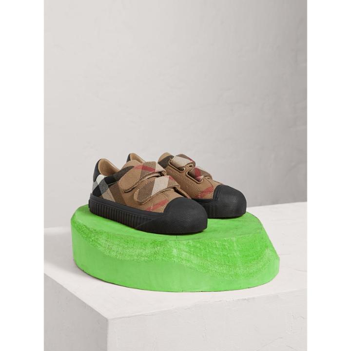 Burberry Burberry House Check And Leather Trainers, Size: 30