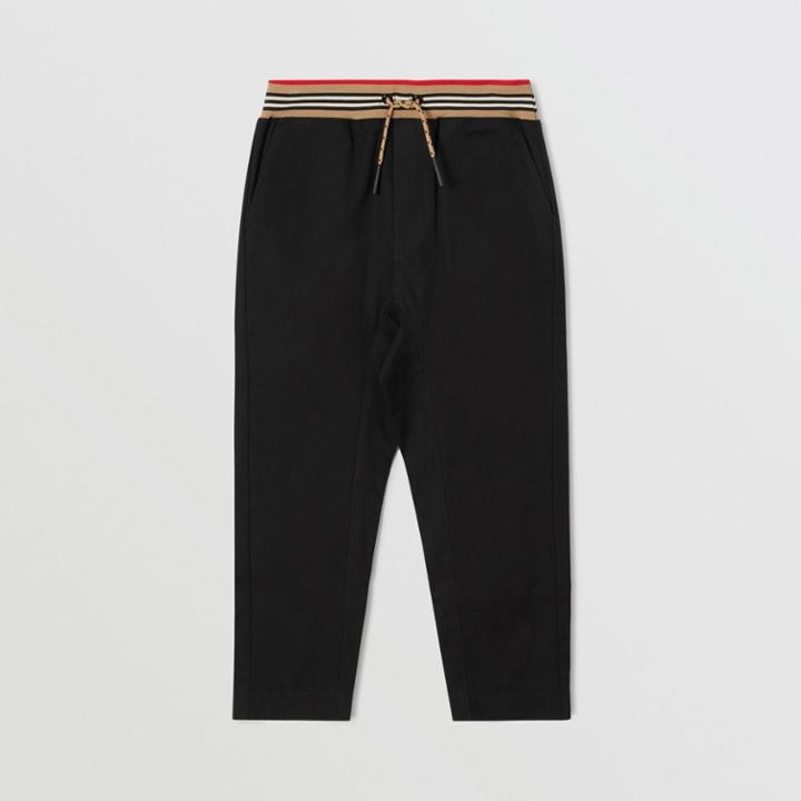 Burberry Burberry Childrens Icon Stripe Detail Cotton Twill Drawcord Trousers, Size: 10y