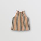 Burberry Burberry Childrens Icon Stripe Cotton Halterneck Top, Size: 10y, Beige