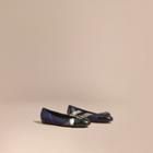 Burberry Buckle Detail House Check And Patent Leather Ballerinas