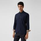 Burberry Burberry Slim Fit Monogram Motif Stretch Cotton Poplin Shirt, Size: Xs, Blue