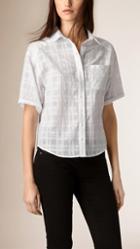 Burberry Cropped Check Cotton Shirt