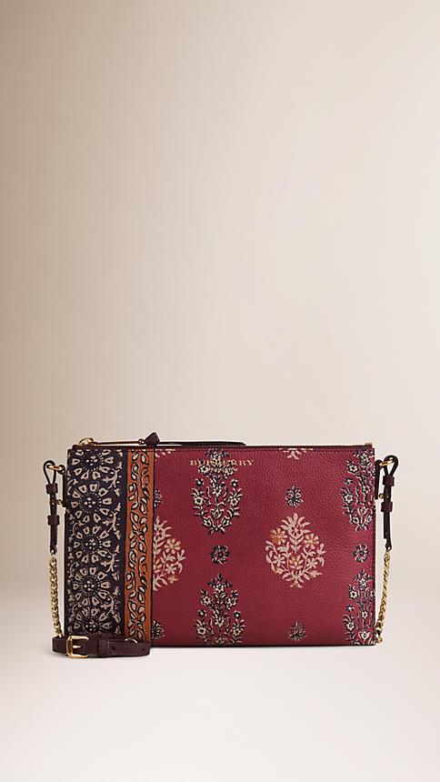 Burberry Floral Print Leather Clutch Bag