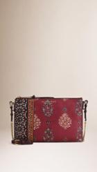 Burberry Floral Print Leather Clutch Bag