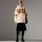 Burberry Burberry Chevron Intarsia Shearling Hoodie, Size: 34, White