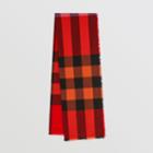 Burberry Burberry Fringed Check Wool Cashmere Scarf, Orange
