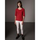 Burberry Burberry Check Cuff Stretch-cotton Top, Red