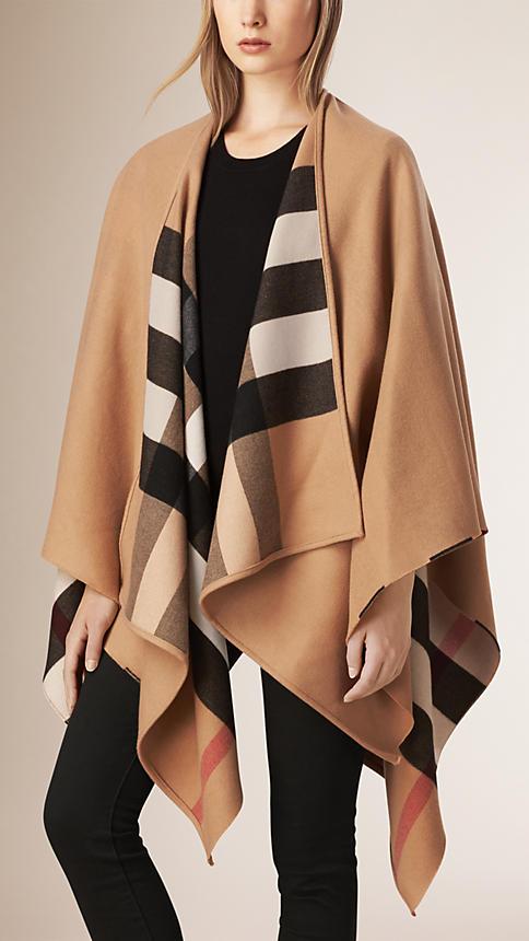 Burberry Check Wool Poncho