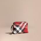 Burberry Burberry Large Zip-top Check Pouch, Red