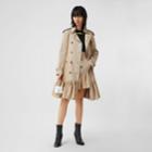 Burberry Burberry Gathered Detail Cotton Gabardine Trench Coat, Size: 02, Beige