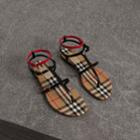 Burberry Burberry Vintage Check And Leather Sandals, Size: 38, Black