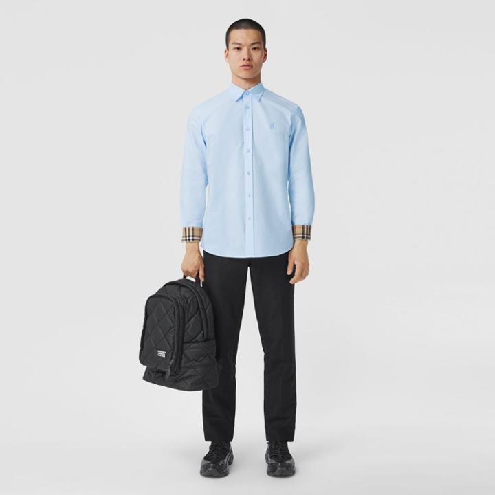 Burberry Burberry Classic Fit Embroidered Ekd Cotton Oxford Shirt, Size: Xs, Blue