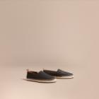 Burberry Burberry Check Detail Leather Espadrilles, Size: 39.5, Black