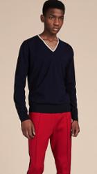 Burberry Contrast Trim Wool V-neck Sweater