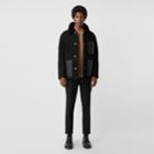 Burberry Burberry Leather Detail Shearling Workwear Jacket, Size: 34, Black