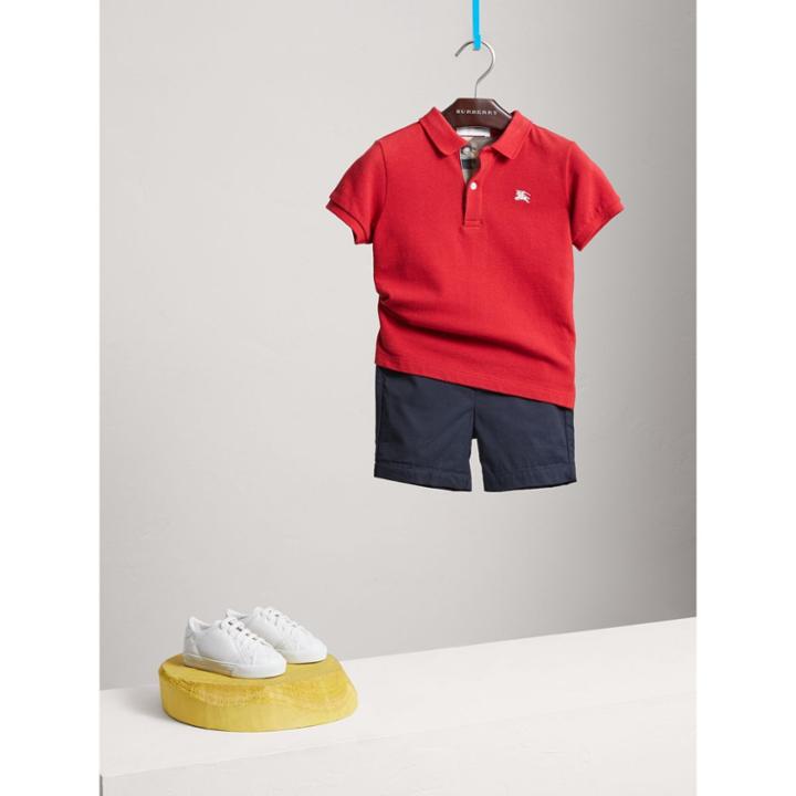 Burberry Burberry Check Placket Polo Shirt, Size: 8y, Red