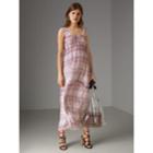 Burberry Burberry Gathered Scribble Check Silk Dress, Size: 04