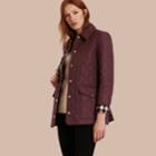 Burberry Burberry Check Detail Diamond Quilted Jacket, Size: S, Red
