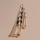 Burberry Burberry Contrast Border Horseferry Check Cashmere Scarf, Brown