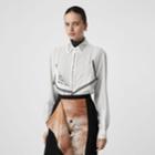 Burberry Burberry Mariner Print Lace Trim Silk Oversized Shirt, Size: 06, Brown
