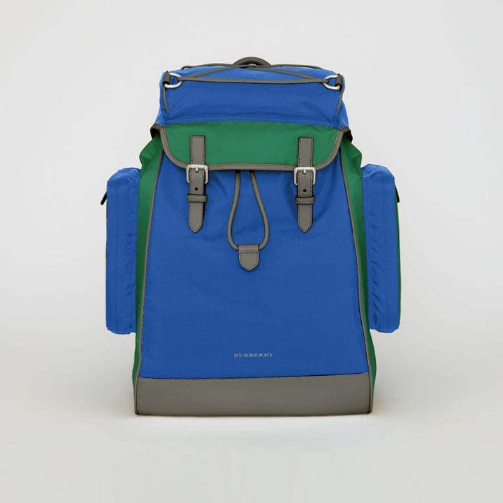Burberry Burberry Tri-tone Nylon And Leather Backpack, Blue