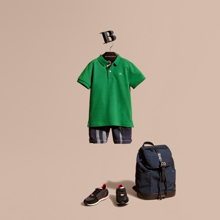 Burberry Burberry Check Placket Polo Shirt, Size: 10y, Green
