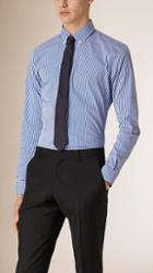 Burberry Slim Fit Button-down Gingham Stretch-cotton Shirt