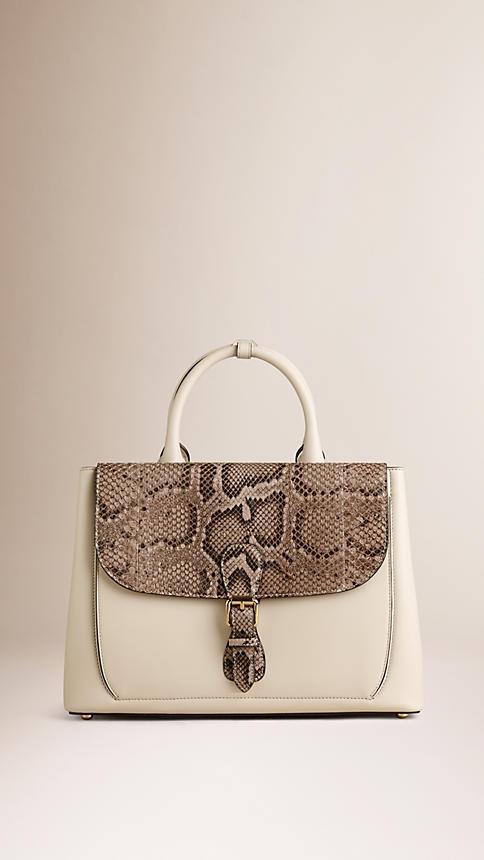 Burberry The Medium Saddle Bag In Smooth Leather And Python