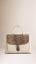 Burberry The Medium Saddle Bag In Smooth Leather And Python