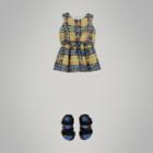 Burberry Burberry Scribble Check Print Cotton Drawcord Dress, Size: 2y