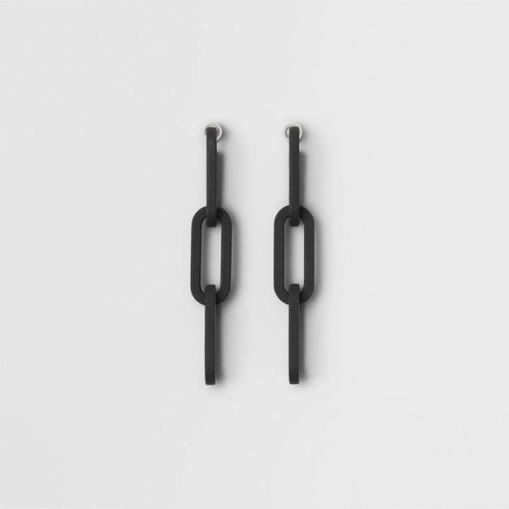 Burberry Burberry Rubberised Link Drop Earrings, Black