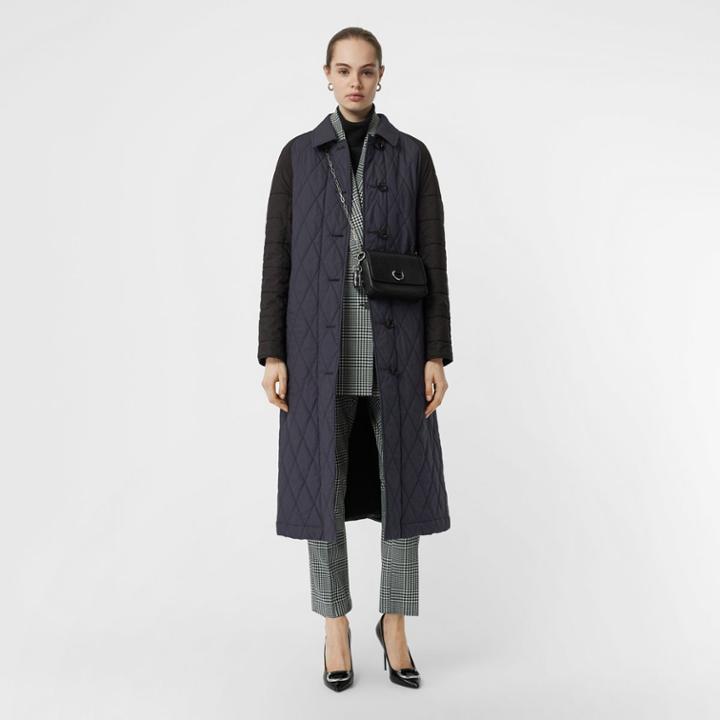 Burberry Burberry Reversible Contrast Sleeve Quilted Cotton Car Coat, Size: 00, Blue