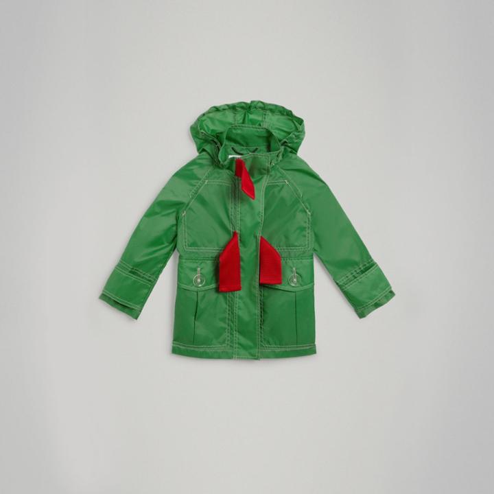 Burberry Burberry Tape Detail Rain Jacket, Size: 8y, Green