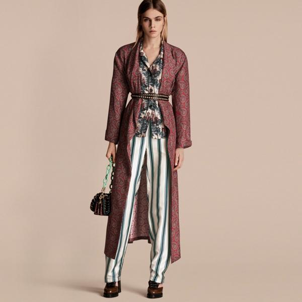 Burberry Paisley Print Panama Silk Dressing Gown Coat