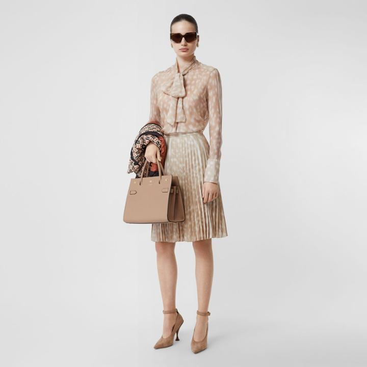 Burberry Burberry Deer Print Pleated Skirt, Size: 0, Beige