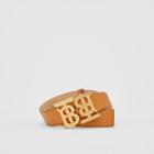 Burberry Burberry Double Monogram Motif Leather Belt, Brown